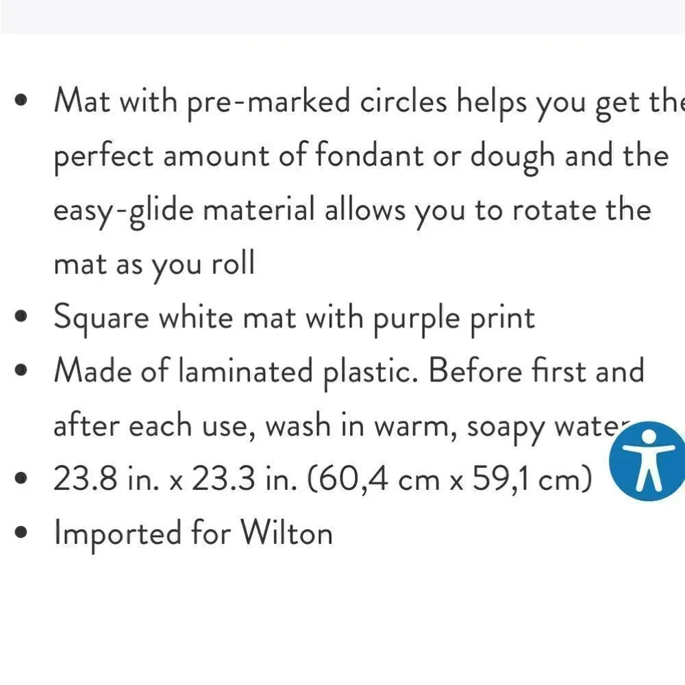 Wilton Fondant or Pizza Measuring Mat Curcle Roll Out Plastuc 23.8 in. x 23.3 in